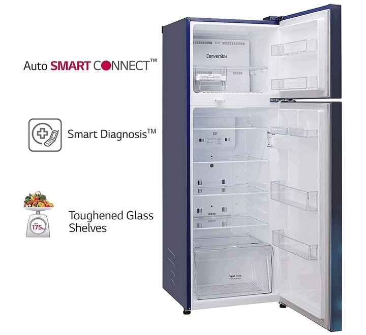 LG 308 L Frost Free Double Door 2 Star Convertible Refrigerator  (Blue Charm GL-T322RBCY)